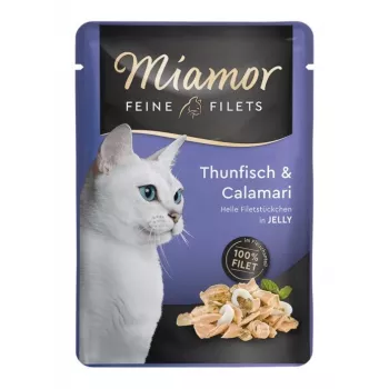 Märg kassitoit Miamor Fine Fillets in Jelly — Tuunikala 100 g, teraviljavaba, kotike