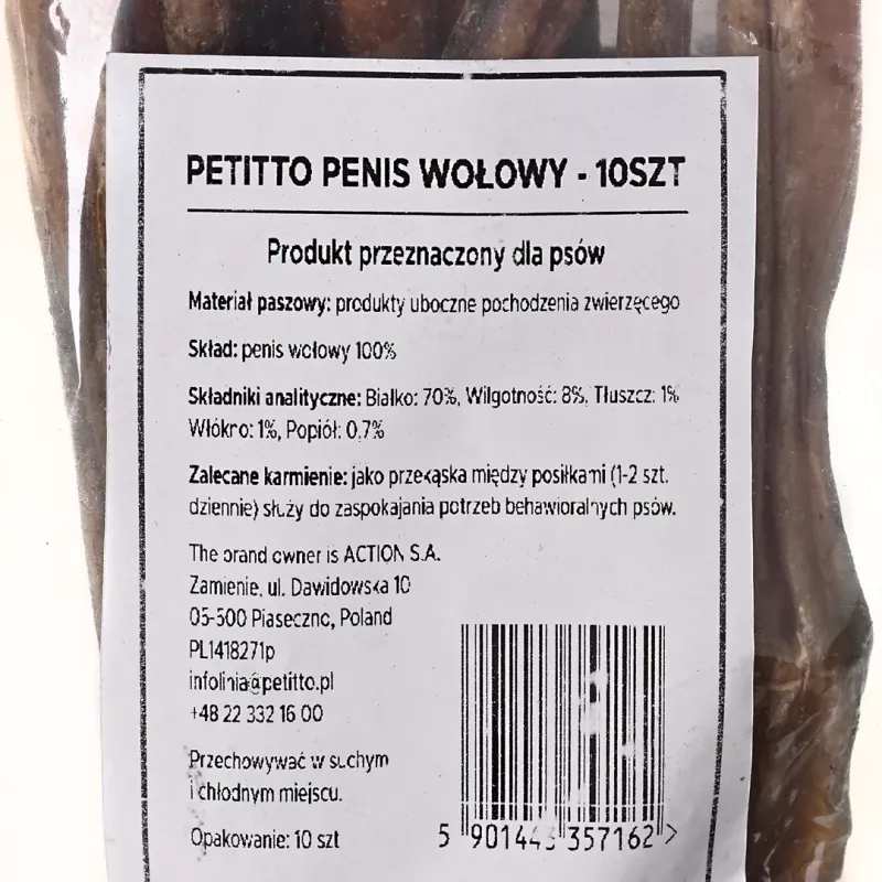 Koerte närimismaiused PETITTO veisepeenis, 10 tk pakk — veise närimismaiused hambahoolduseks