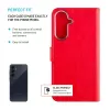 FIXED nahast raamatustiilis ümbris Samsung Galaxy A36 5G jaoks — punane, esi- ja tagakaitse, täpsed väljalõiked