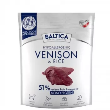 BALTICA Nutraceutic Hüpoallergeenne Keskmist tõugu Hirveliha riisiga - kuiv koeratoit - 1kg
