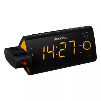 Kellaraadio SENCOR SRC 330 OR — FM-kellaraadio 1,2-tollise LED-ekraaniga, kahe äratusega, punase 180° projektsiooniga, toatemperatuuriga, patarei varutoitega