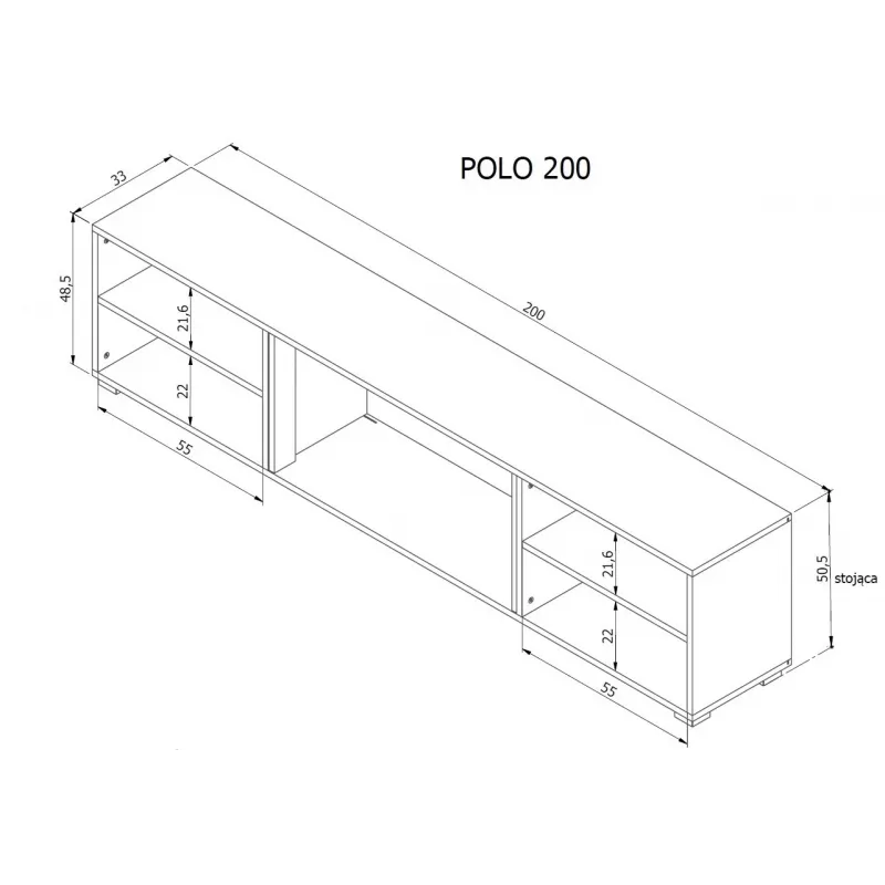 TV-kapp cama meble POLO 180x33x39 cm elektrikaminaga 1400–1600 W, laminaat, valge/must