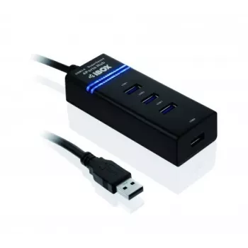 USB 3.2 Gen 1 Type-A 4-pordine jaotur IBOX IUH3FB, 5000 Mbit/s, must, 0,5 m kaabel