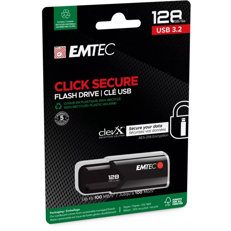 USB-mälupulk Emtec 128 GB USB Type-A 3.2 Gen 2 Must