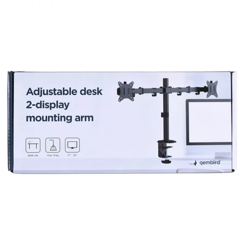 Monitorikinnitus Gembird MA-D2-01 kahele ekraanile kuni 32 tolli, VESA 75x75–100x100, klamber, 18 kg, must