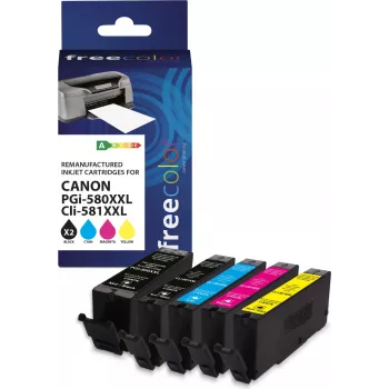 Freecolori ühildatav kassetikomplekt Canon PGI-580XXL must + CLI-581XXL BK/C/M/Y