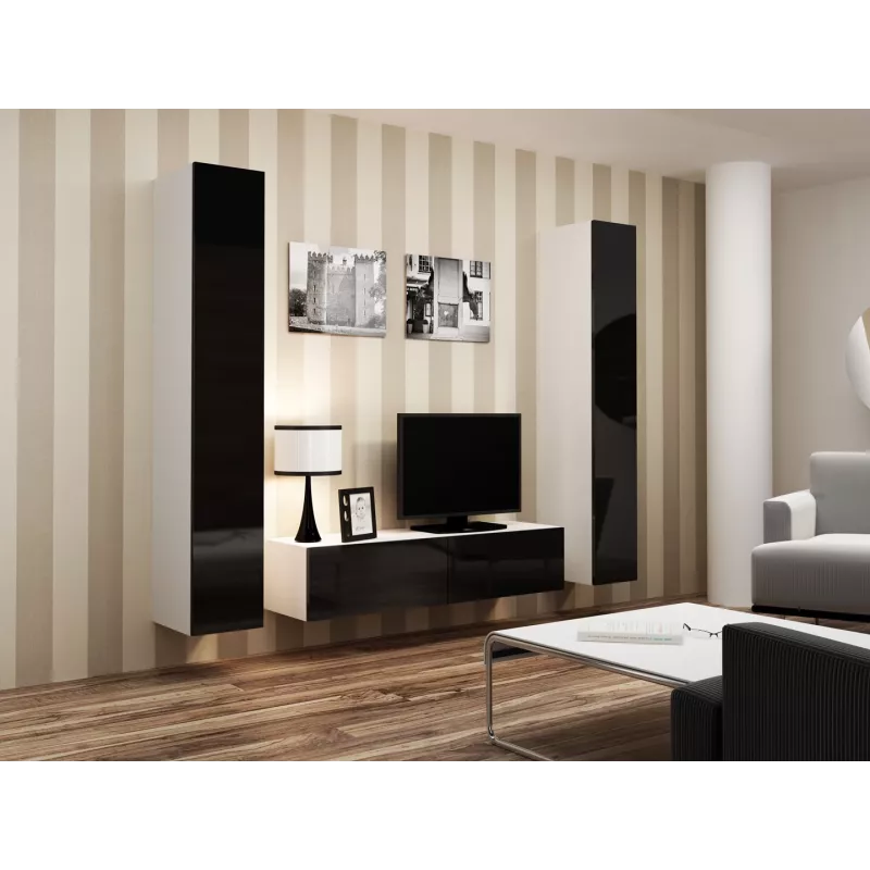 Cama TV-alus VIGO 140 30/140/40 valge/must läikiv