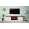 Telerikapp integreeritud elektrikaminaga Cama Meble GRANERO mudel RTV GRANERO + KOM B/B, 200x56.7x35 cm, valge/läikvalge, 2 ust, 2 riiulit, MDF/puitlaastplaat