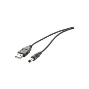 USB-toitekaabel Renkforce RF-4079664 1 m, isane–isane DC 5,5 mm, 5 V, must