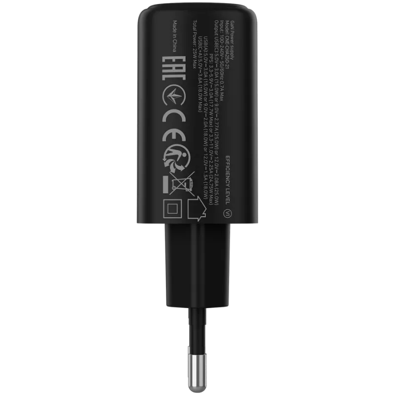 CANYON laadija OnCharge 250 25W 1xPD 1xQC EU must