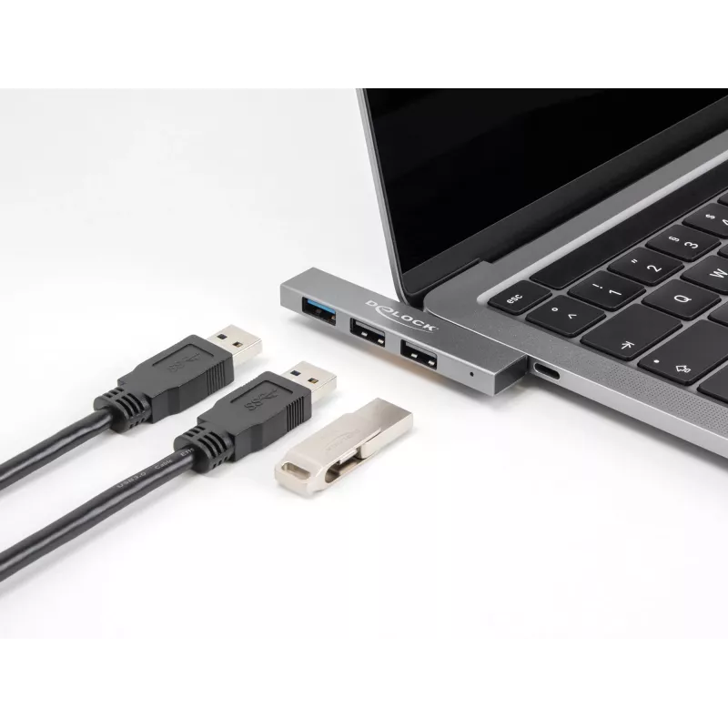 DeLOCK 3-pordiline õhuke USB-jaotur USB USB-C 10 Gbps 2 x USB 2.0