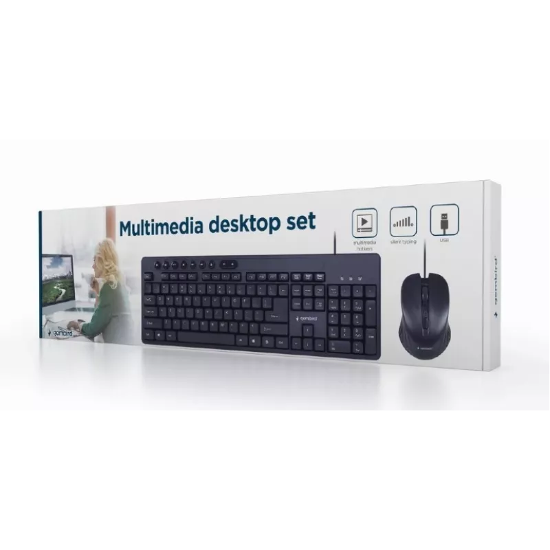 Juhtmega täissuuruses klaviatuur Gembird KBS-UM-04 USB QWERTY US English hiirega, must, 1,5 m kaabel