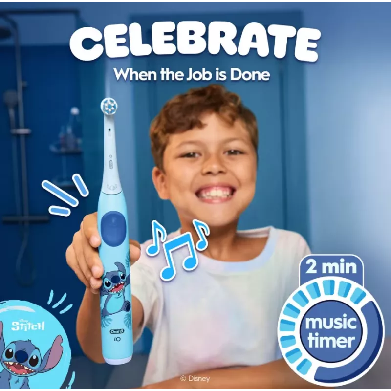 Oral-B iO Kids Disney Stitch elektrihambahari reisikotiga, 6+ aastat | Laetav | Lastele | Harjapeade arv: 1 | Hambapesurežiimide arv: 3