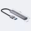 Unitek H1208A USB-A jaotur, 4 porti (1x USB-A 5 Gbps, 3x USB-A 2.0), alumiinium, hõbedane