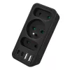 Toitejaotur MACLEAN MCE248 F/B — 3 vahelduvvoolu pesa (1x16A, 2x6A) ja 4 USB-porti (2xUSB‑A, 2xUSB‑C PD 20W), EL-pistik, must