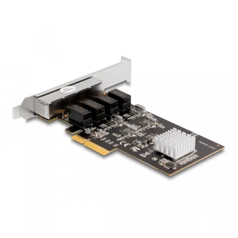 DeLOCK PCI Express x4 kaart 4 x RJ45 Gigabit LAN RTL8111 - PCIe - RJ-45 - PCIe 2.0 - hõbedane - PC - Windows 10 - Windows 11 - Windows 8.1 (88618)