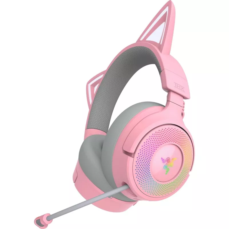 Razer Kraken Kitty V3 Pro - Quartz kõrvaklapid, juhtmega ja juhtmevaba, peavõru, mängimiseks, USB Type-A, Bluetooth, roosa