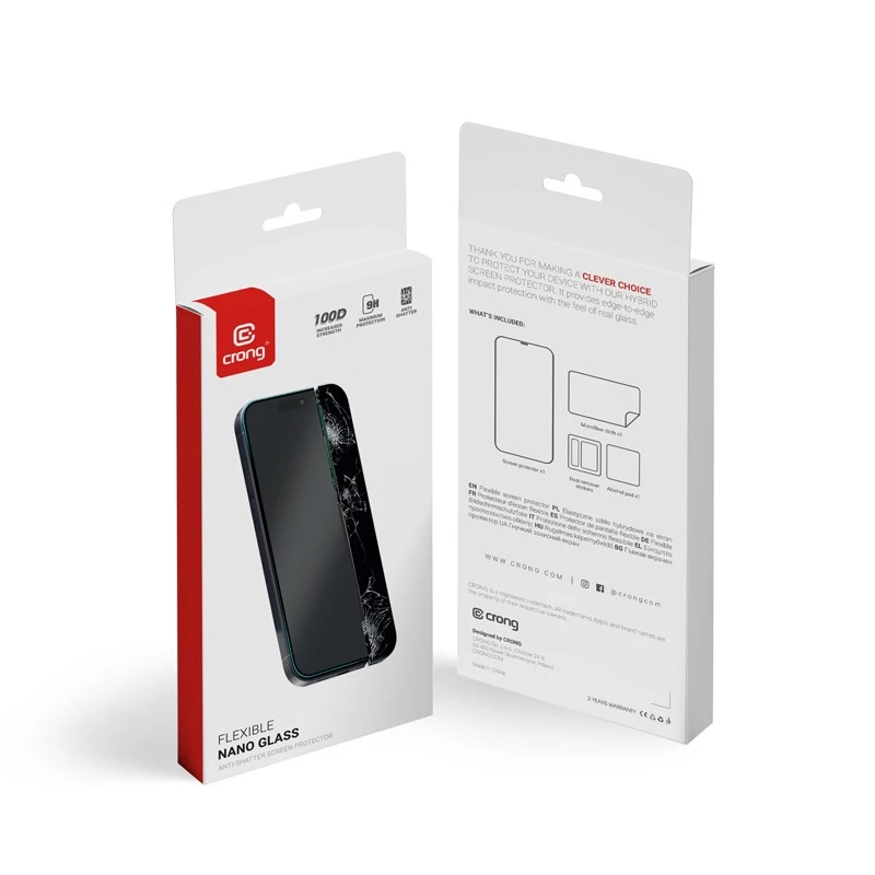 Karastatud hübriidklaasist ekraanikaitse Crong iPhone 15-le CRG-NANO-IP61 9H kõvadusega kriimustuskindel