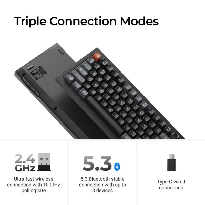 Mechanical klaviatuur Keychron V6 Ultra 8K — Full-size 100% QWERTY, Bluetooth, RGB, Must