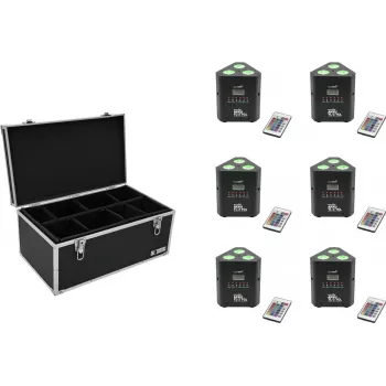 LED-akuvalgusti EUROLITE AKKU TL-3 TCL QuickDMX 6x koos kandekohvriga TDV-1