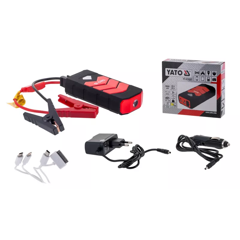 Auto käivitusabiseade YATO YT-83081 auto akupank 9000 mAh 9000 mAh Must, Oranž