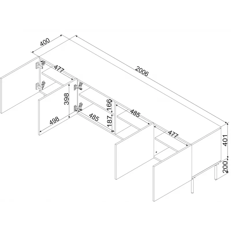 Cama 4D RTV-kapp PALAZZO BIS 201x40x60 must matt