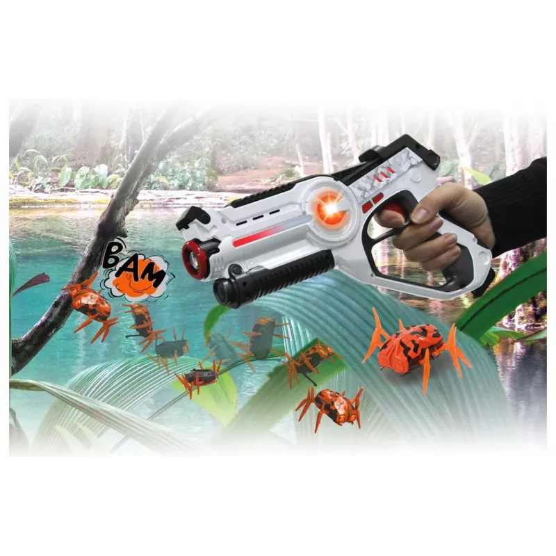 Jamara 410065 Impulse Laser Bug Hunt Set, mängulaserpüstol koos märklauaga, valge/oranž