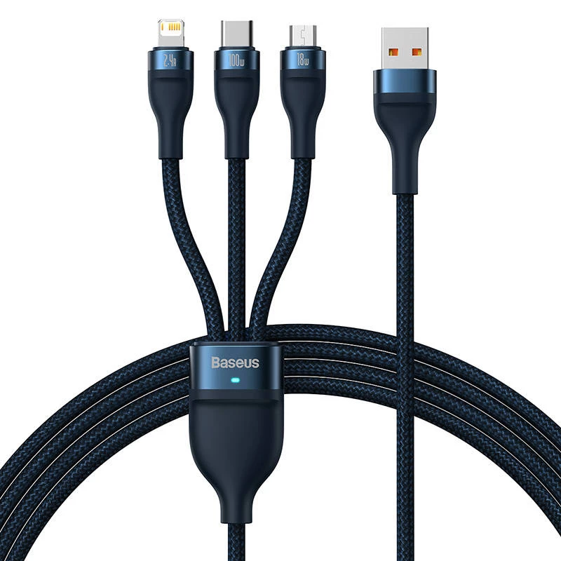 USB-kaabel Baseus CASS030003 1,2 m USB A USB C/Micro USB-A/Lightning sinine