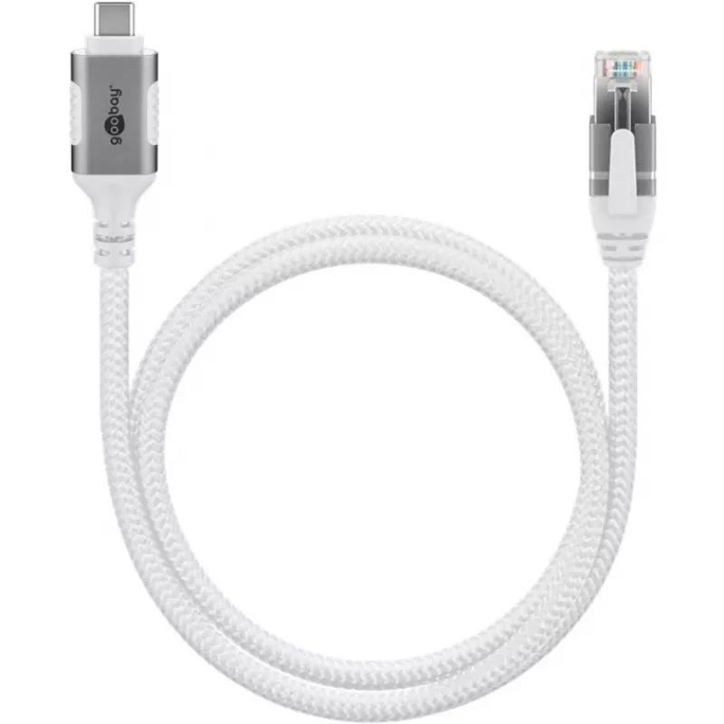 Võrgukaabel Goobay 74180 USB C RJ-45 Cat6 10 m valge