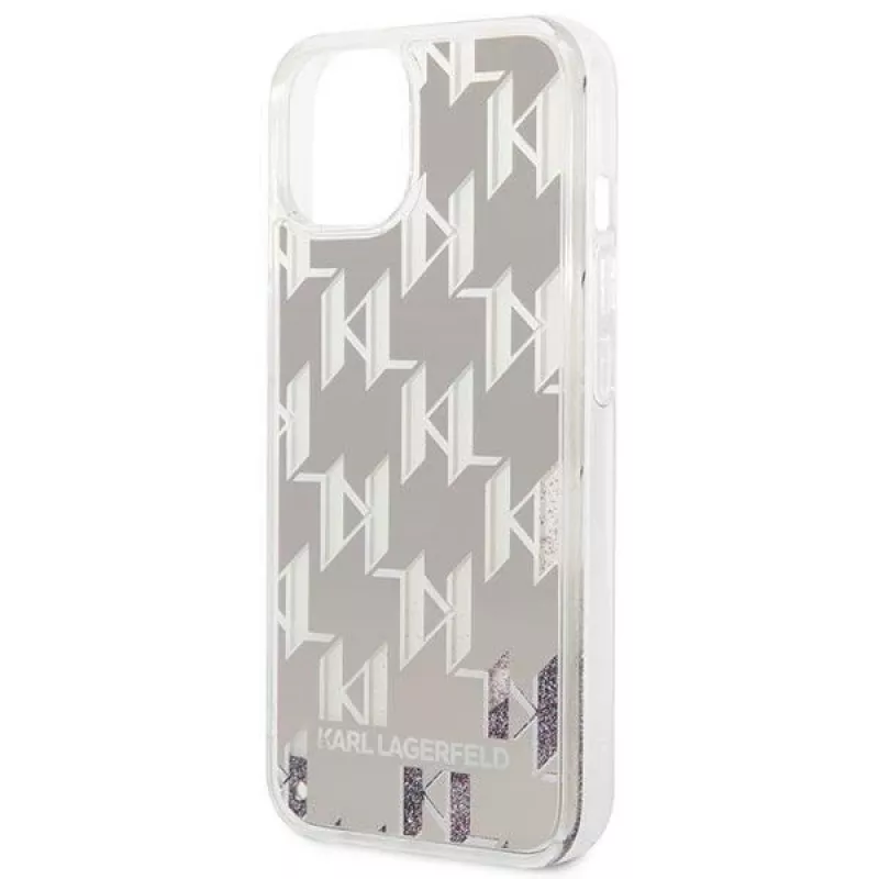 Karl Lagerfeld KLHCP14MLMNMS iPhone 14 Plus 6.7 kõva ümbris hõbedane / hõbedane Liquid Glitter Monogram