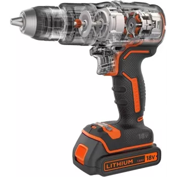 Püstolkäepidemega puur Must & Decker BCD383D2XK-QW 18 V, 2 Ah x2, 13 mm padrun, oranž