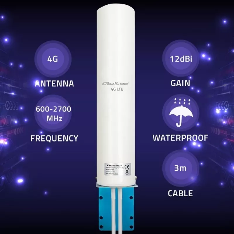 Kõiksuunaline 4G LTE topeltantenn QOLTEC 57045 12 dBi