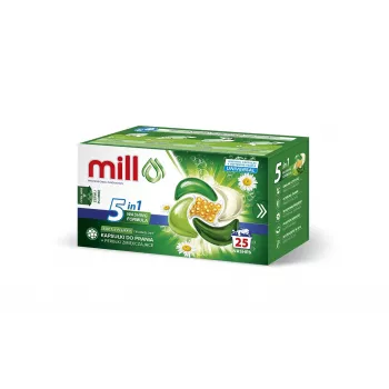 MILL PRO 5k pesukapslid + UNIVERSAL pehmendushelmed, 25 tk