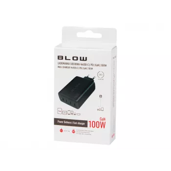 Seinilaadija BLOW 4×USB-C PD 100W GaN, 4 porti, PD 3.0, PPS, 200–240 V sisend