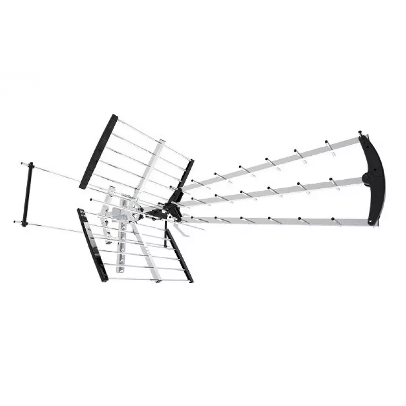 Välis-/siseruumide DVB-T antenn LIBOX LB2000 koos 69 dB võimendiga, kahe polarisatsiooniga, 174–790 MHz, alumiinium/must