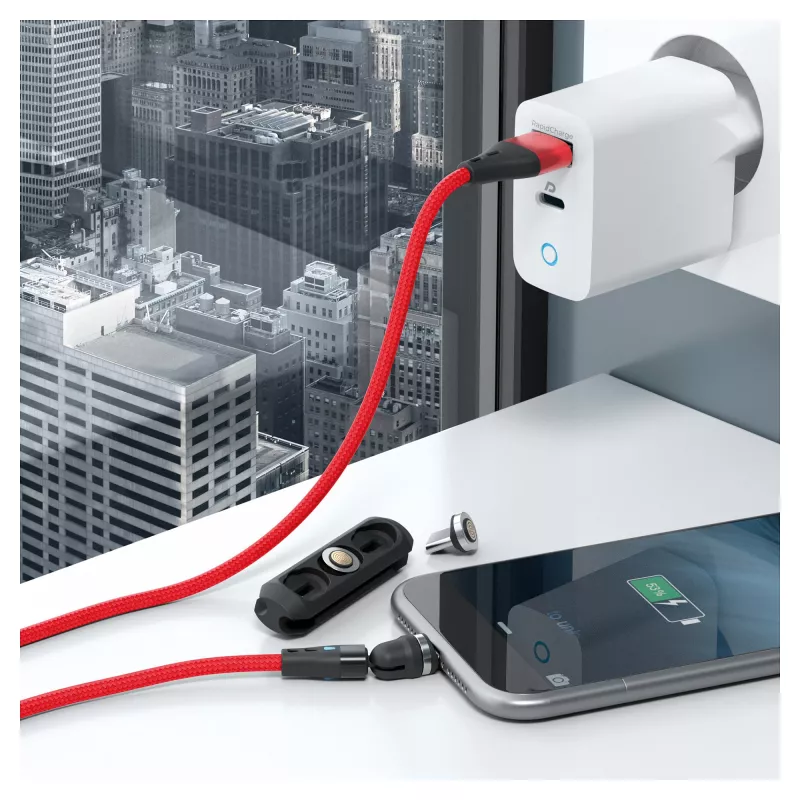 USB-kaabel RealPower MagneticCharge3 2m USB A punane