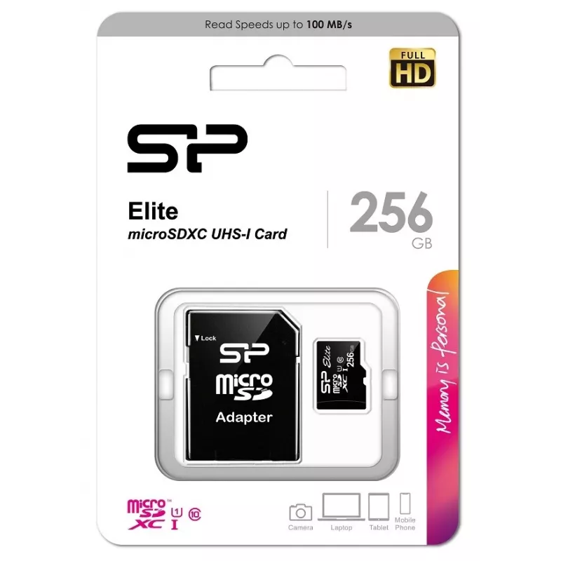 MicroSDXC mälukaart Silicon Power Elite 256 GB UHS-I Class 10 U1 85 MB/s koos SD-adapteriga