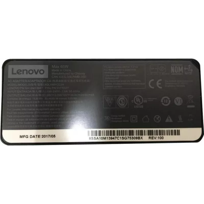 Lenovo Chicony ADLX65YCC2A - Toiteplokk - 65 W - FRU (CRU) - Tier 1 - ThinkPad T25, T470, T470s, X270 jaoks (01FR027)