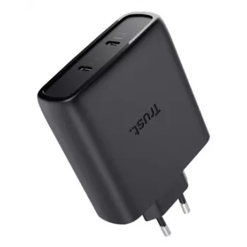 TRUST Maxo 100W 2-Port USB-C GaN Charger — 100 W, 2× USB-C, 20 V max, 2 m kaabel, must