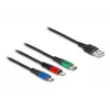 DeLOCK USB-laadimiskaabel 3 in 1 Type-A to Lightning Micro USB USB USB-C 30 cm