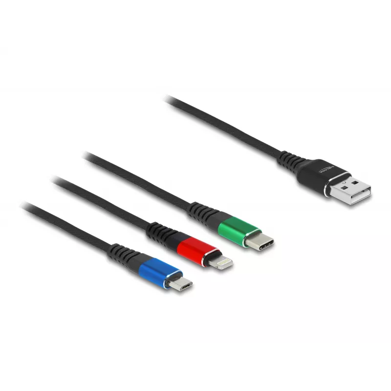DeLOCK USB-laadimiskaabel 3 in 1 Type-A to Lightning Micro USB USB USB-C 30 cm