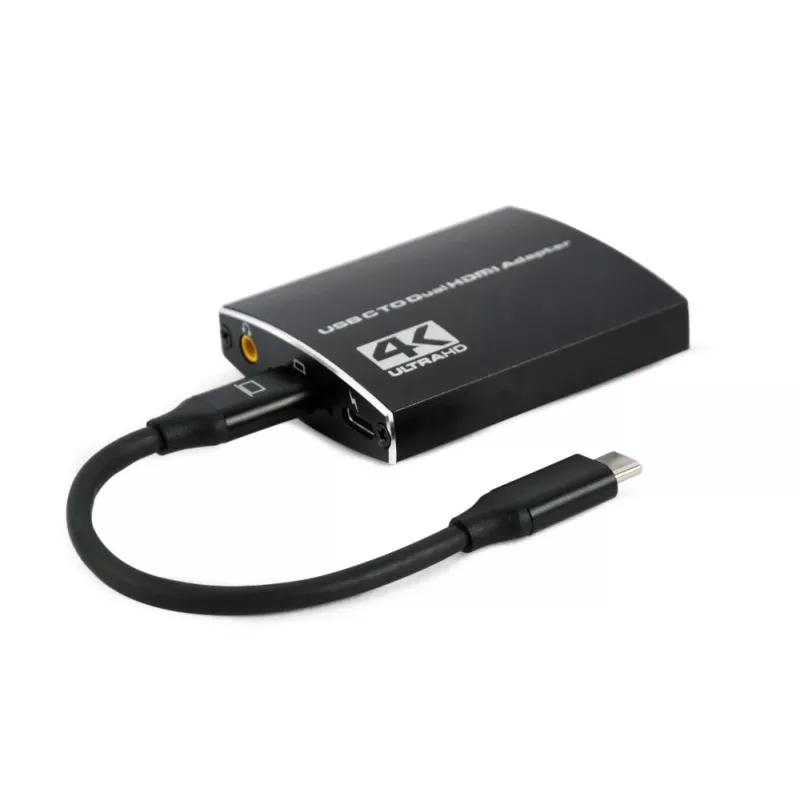 Gembird A-CM-HDMIF2-01 USB-C kahe HDMI-adapteriga, 4K 60Hz, must