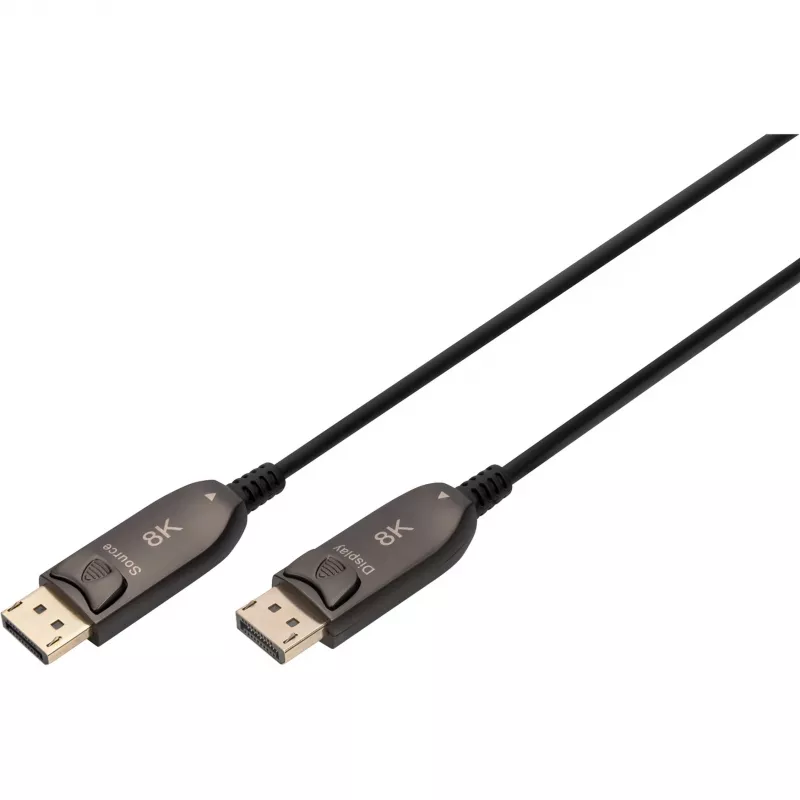DisplayPort AOC hübriidkiudoptiline kaabel, UHD 8K (must, 30 meetrit)