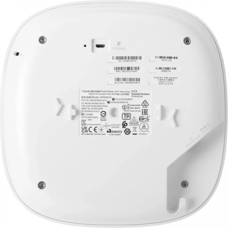 HPE Aruba Networking Instant On sisejuurdepääsupunkt Wi-Fi 6 4x4 (RW) AP25