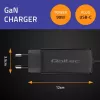 GaN 90W laadija QOLTEC 52420 USB-C PD 5–20 V 3 A/4,5 A väljund, 220–240 V sisend, 1,8 m kaabel, must