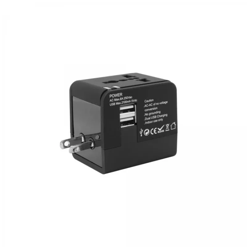 Reisiadapter SBOX TA-23 kahe USB-laadija ja universaalse pistikuühilduvusega