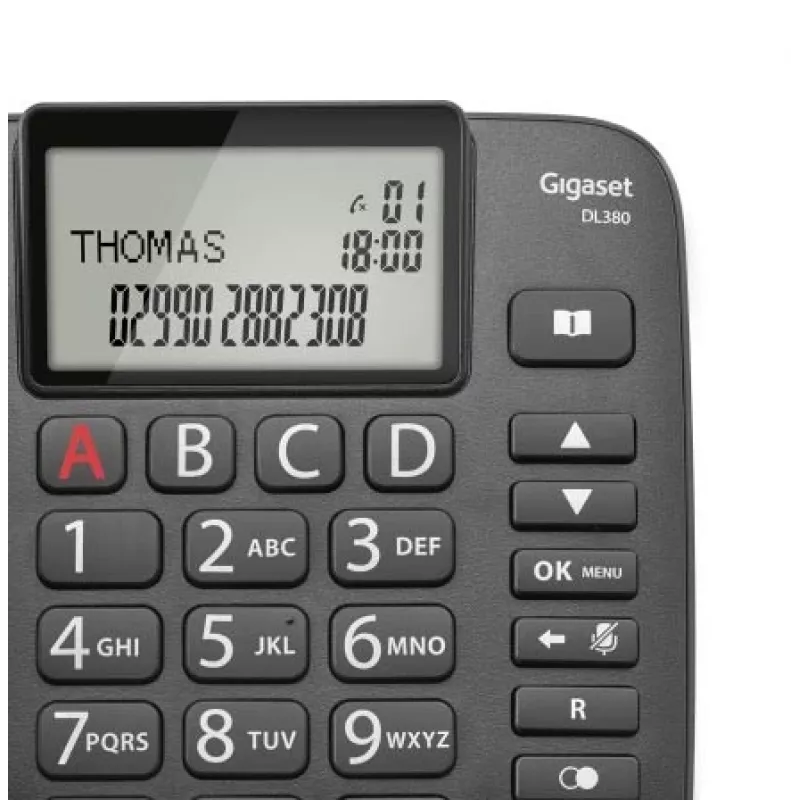 Gigaset DL380 juhtmega telefon, must