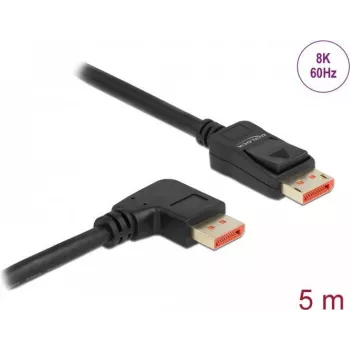 DisplayPort kaabel DeLOCK 8K 60 Hz 5 m isane sirge isasele 90° paremale nurgatud
