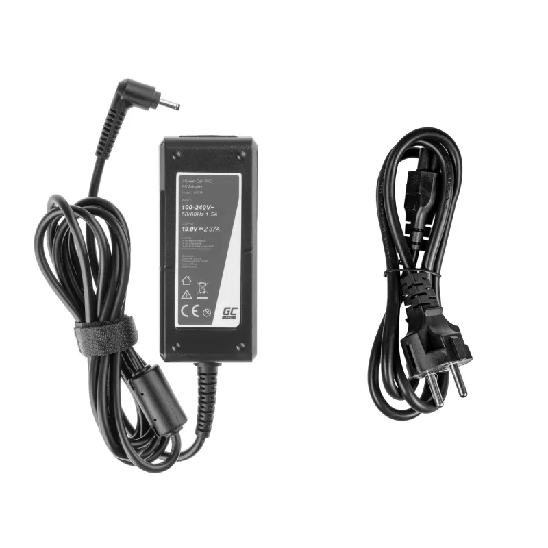 Toiteadapter roheline Cell AD61P sisetingimustesse 45 W, 19 V 2.37 A, must, 1,2 m kaabel