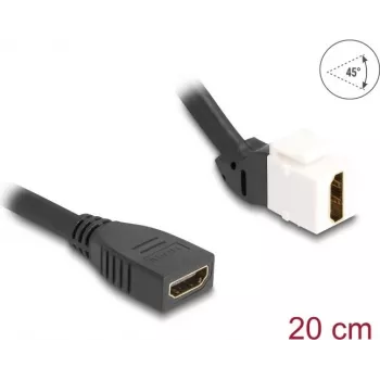 DeLOCK Keystone’i moodulkaabel HDMI emane-emanele 45° nurgaga 8K 60 Hz 20 cm must